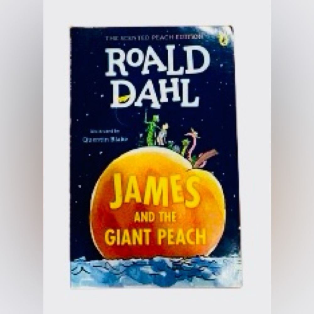 Roald Dahl “James and the Giant Peach” paperback book.